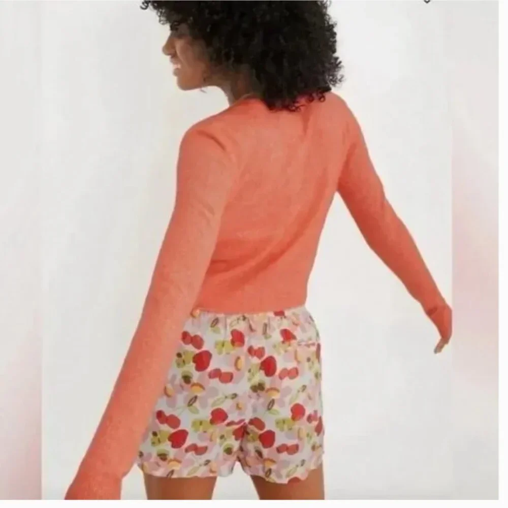 Aerie Campus Cool Plush Cardigan Button Front Size Medium Peach Coral